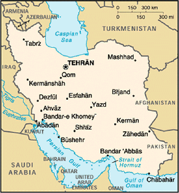 Iran and surrounding countries. Look west and what do we see? Iraq, where we 